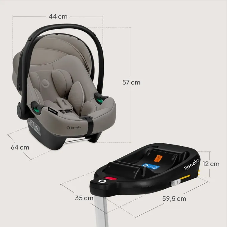 Lionelo, Astrid, i-Size, scaun auto cu baza, Beige Taupe