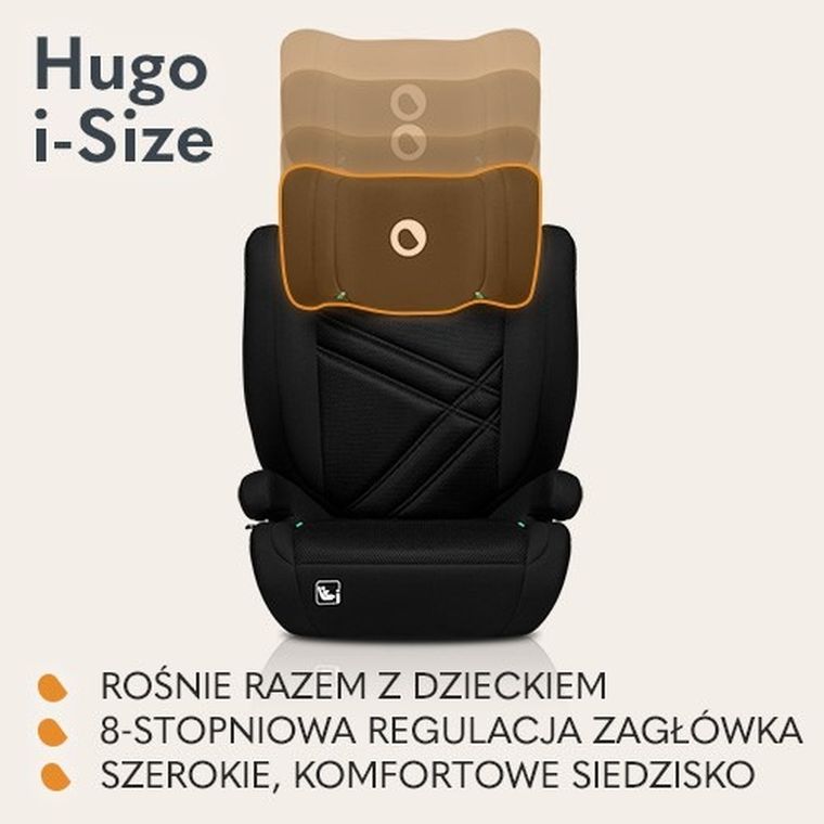 Lionelo, Hugo, I-size, scaun auto, 100-150 cm, Black Carbon