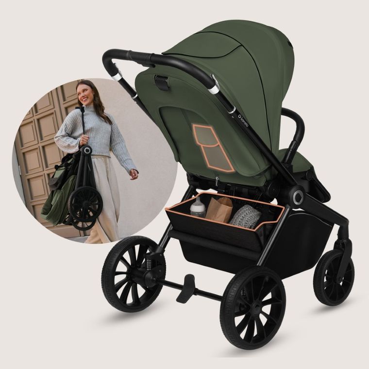 Lionelo, Mika Plus, carucior multifunctional, 3in1, Green Olive