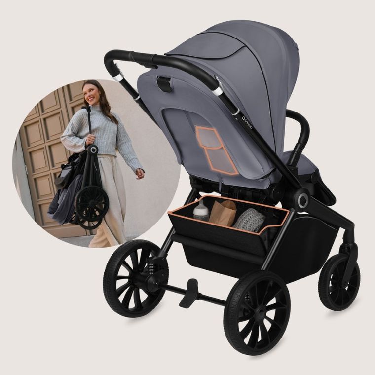 Lionelo, Mika Plus, carucior multifunctional, 3in1, Grey Stone