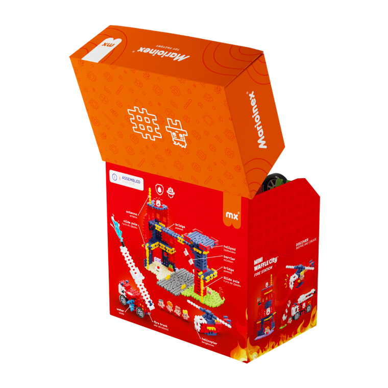 Marioinex, Mini Waffle, City, Statia de pompieri, set de constructie, 280 piese