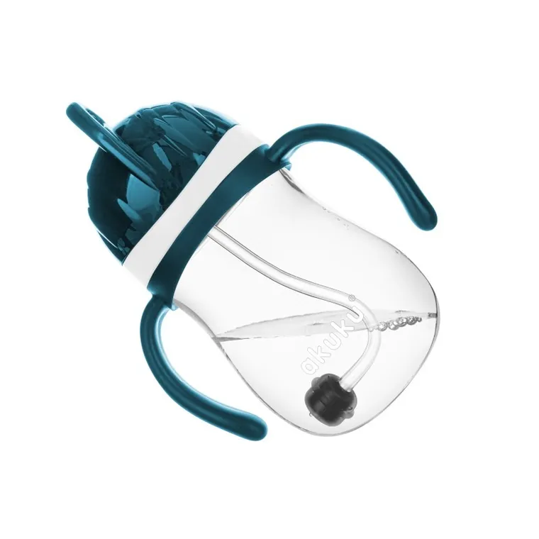 Akuku, cana cu pai din silicon si supapa mobila, 280 ml, albastru-gri