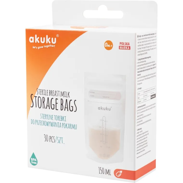 Akuku, pungi pentru stocarea laptelui matern, 30 buc.