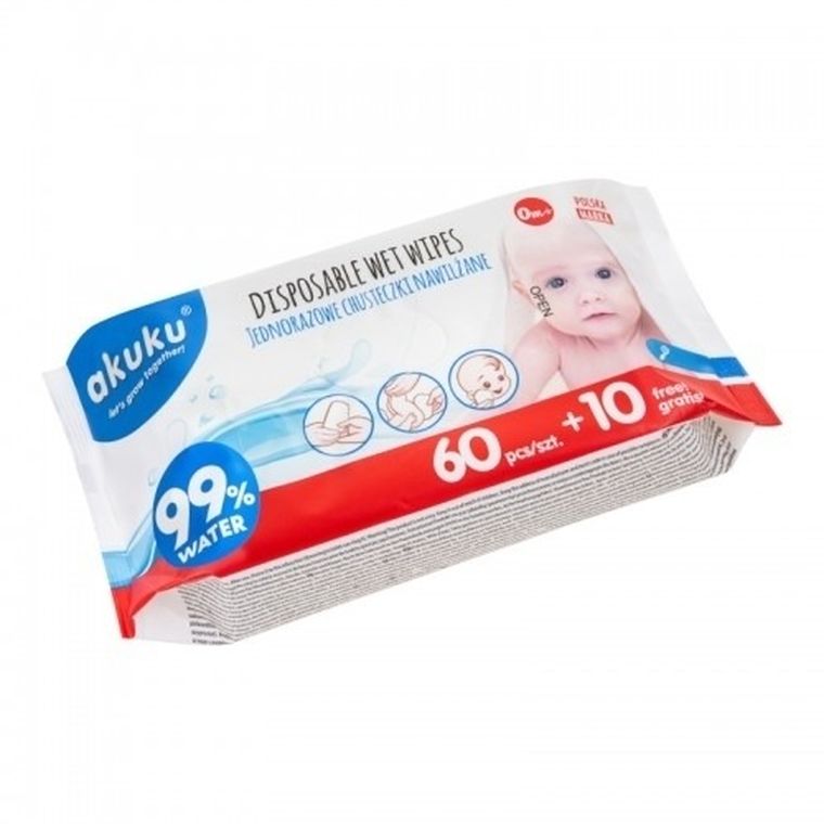 Akuku, servetele umede cu apa, 70 buc.
