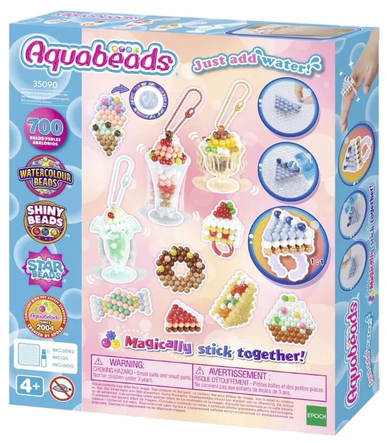 Aquabeads, Dulciuri delicioase, margele de apa, set creativ, 700 elemente, 35090