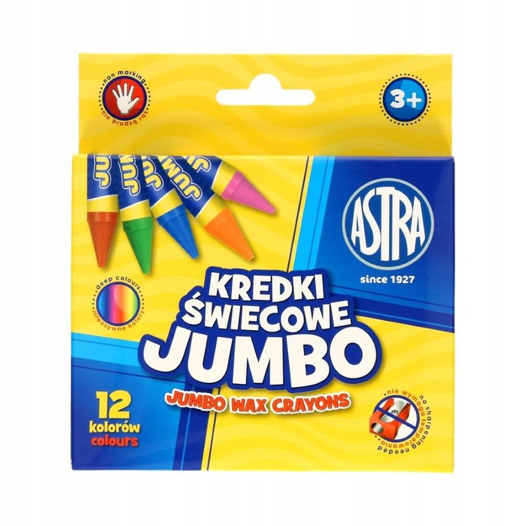 Astra, jumbo, creioane cerate, 12 culori