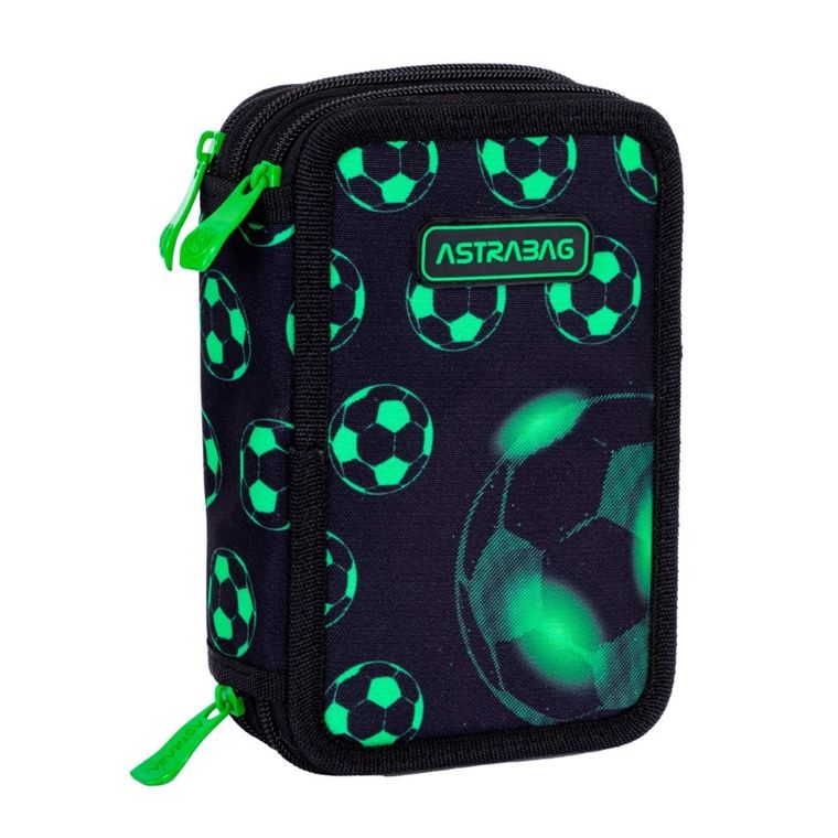 Astrabag, Jumbo, penar cu 3 compartimente, cu rechizite scolare, Neo Football