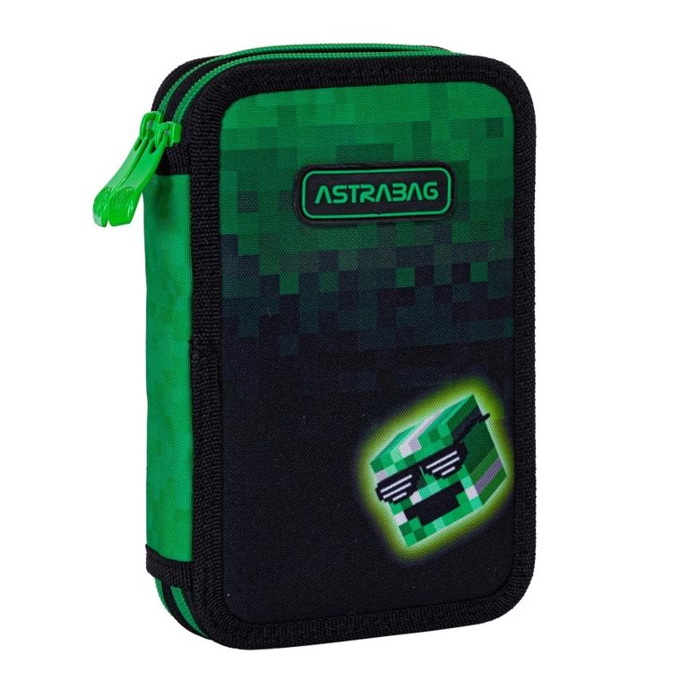 Astrabag, penar cu 2 compartimente, cu rechizite scolare, Pixel Hero