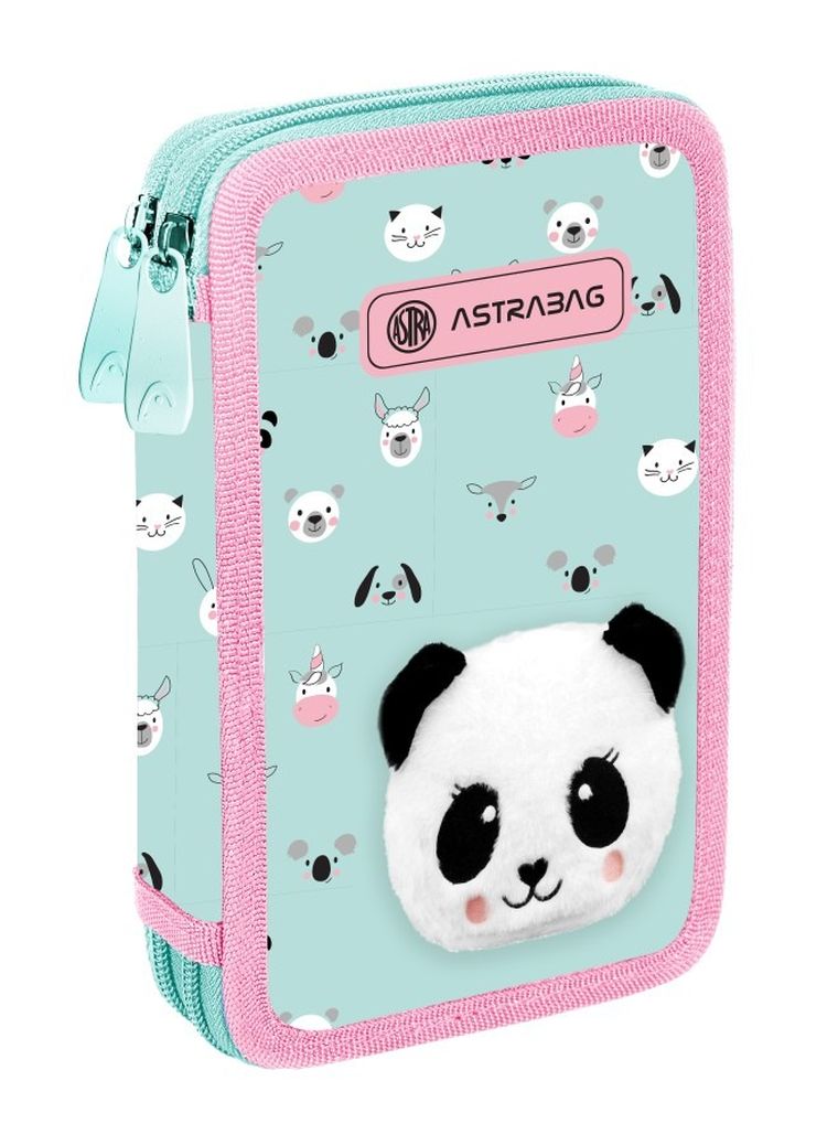 Astrabag, penar dublu cu rechizite scolare, Teddy Panda