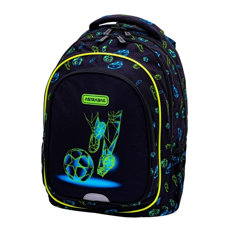 Astrabag, rucsac pentru scoala, cu 3 compartimente, Football Motion