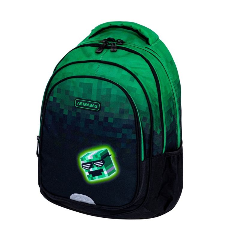 Astrabag, rucsac pentru scoala, cu 3 compartimente, Pixel Hero