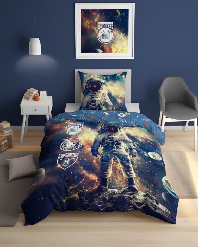 Astronaut, set lenjerie de pat single, 160-200 cm