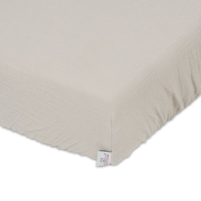BabyMatex, cearceaf cu elastic muselina, 60-120 cm, bej