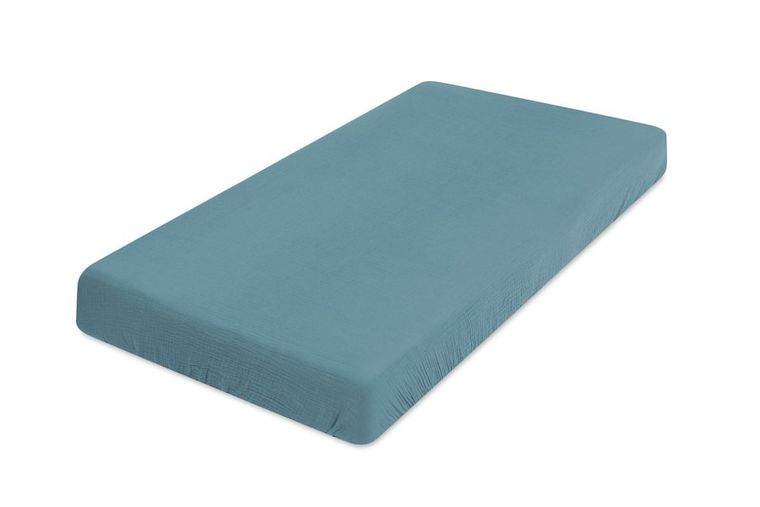 BabyMatex, cearceaf cu elastic muselina, 60-120 cm, turcoaz