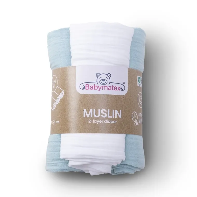 Babymatex, scutece din muselina, verde, 70-80 cm, 3 buc.