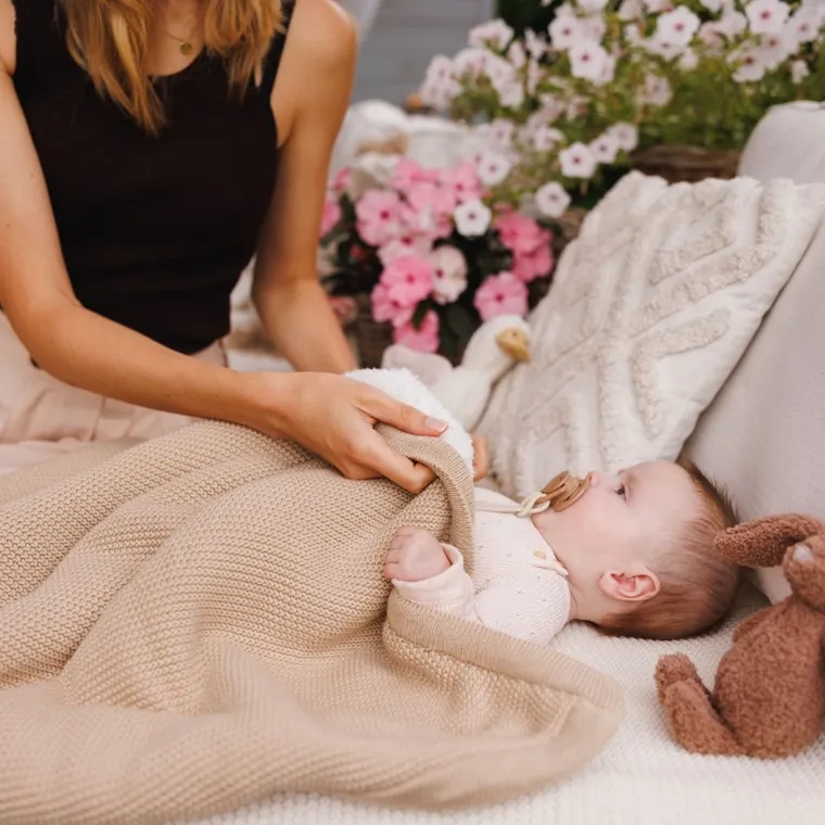 BabyOno, Paturica de iarna pentru bebelusi, bumbac + captuseala sherpa, bej, 75-100 cm