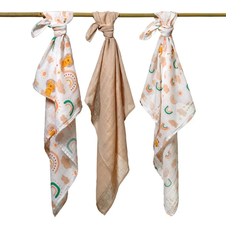 BabyOno, scutece din muselina, 70-70 cm, 3 buc., bej