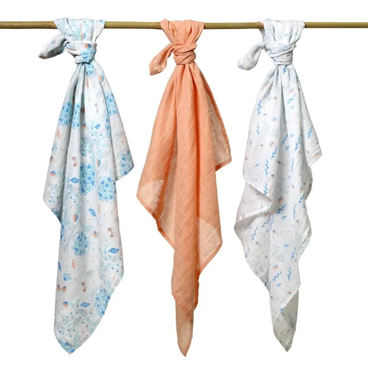 BabyOno, scutece din muselina, roz, 3 buc.