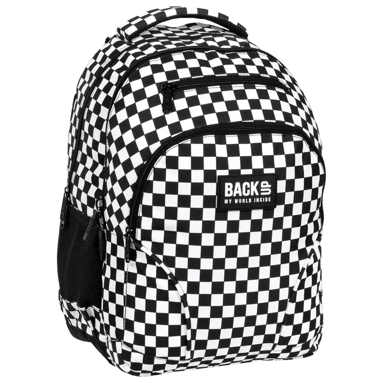 BackUp, rucsac pentru scoala, cu 3 compartimente, Chessboard
