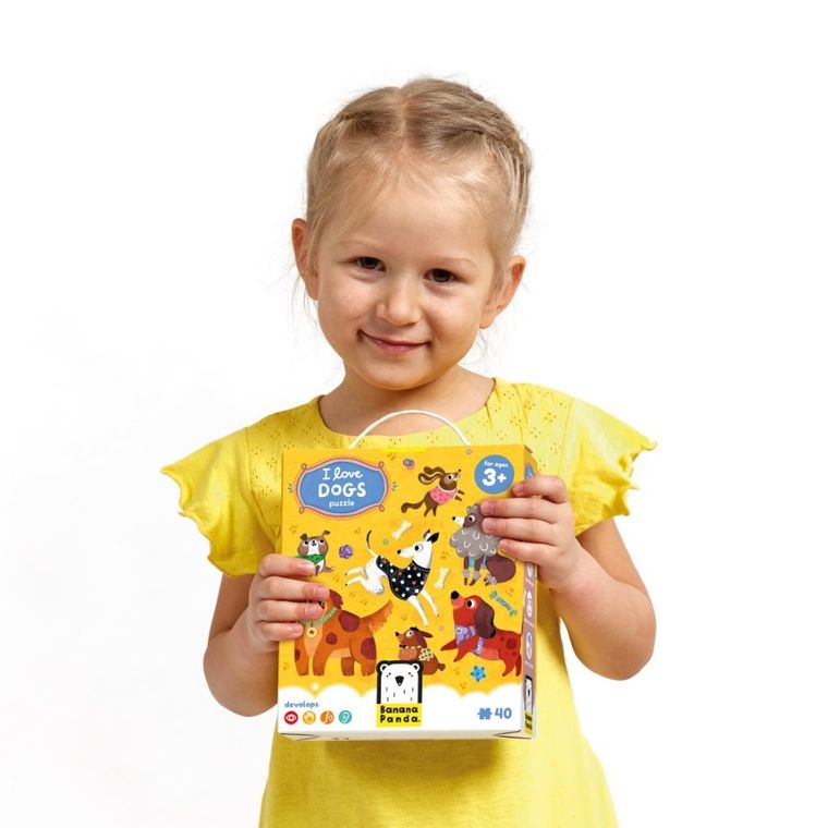 Banana Panda, I Love Puzzle, Caini, set de puzzle-uri, pentru varsta de 3+, 40 piese
