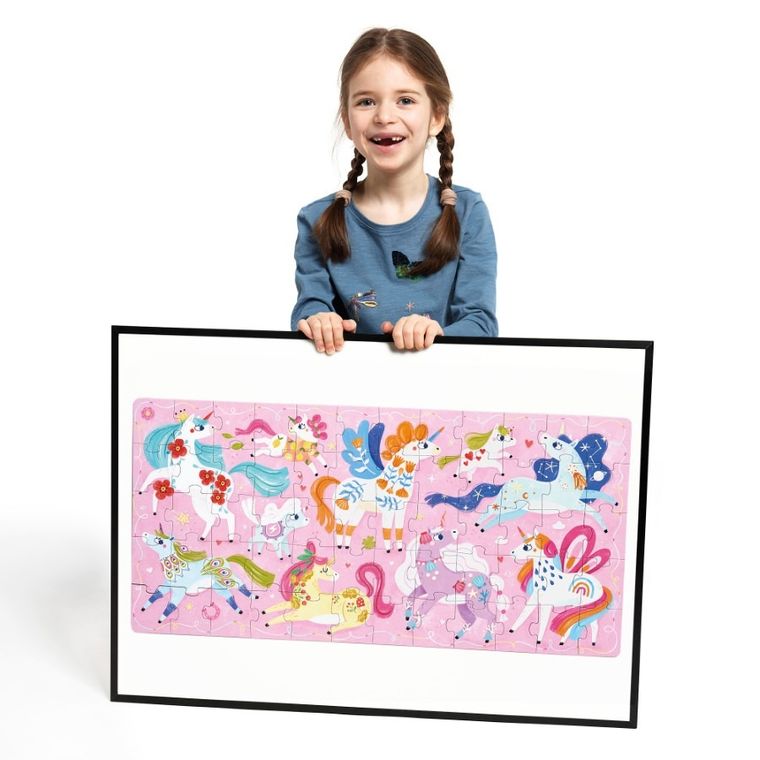 Banana Panda, I Love Puzzle, Unicorni, set de puzzle-uri, pentru varsta de 4+, 60 piese
