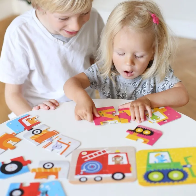Banana Panda, On-the-Go Puzzle Vehicule, set de puzzle-uri, pentru varsta de 2+, 20 piese