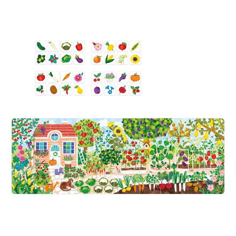 Banana Panda, Puzzle + Gradina, set de puzzle-uri, pentru varsta de 3+, 4+, 40 piese de puzzle, 32 placute suplimentare