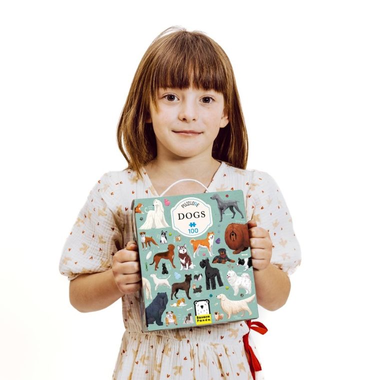 Banana Panda, Puzzlove Caini, puzzle pentru familie, pentru varsta de 5+, 100 piese