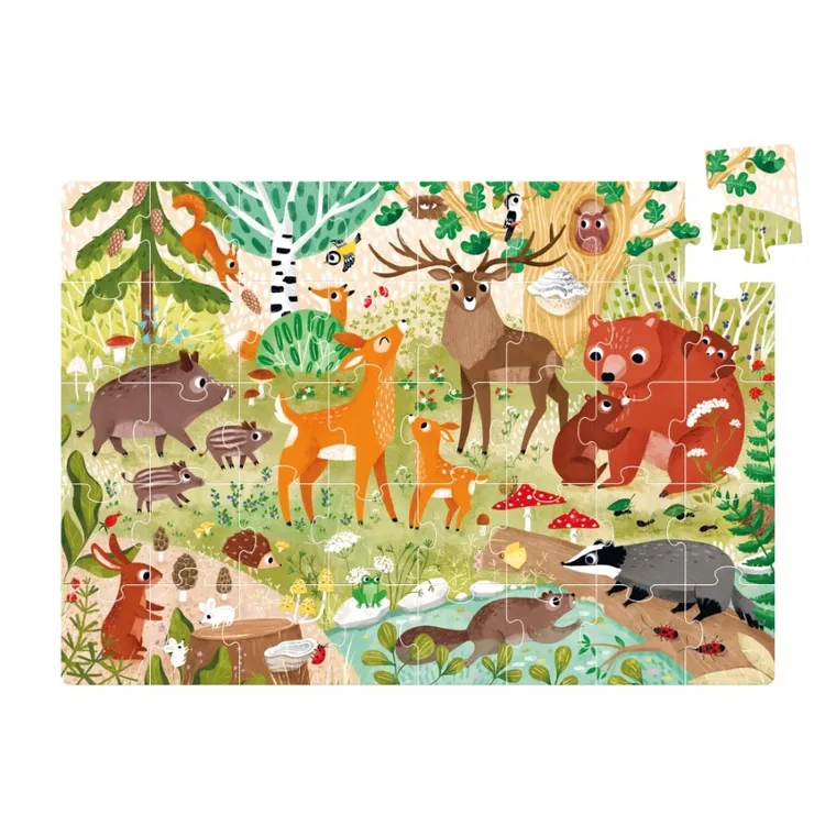 Banana Panda, Wild Jumbo Puzzle Animale din padure, set de puzzle-uri, pentru varsta de 3+, 40 piese