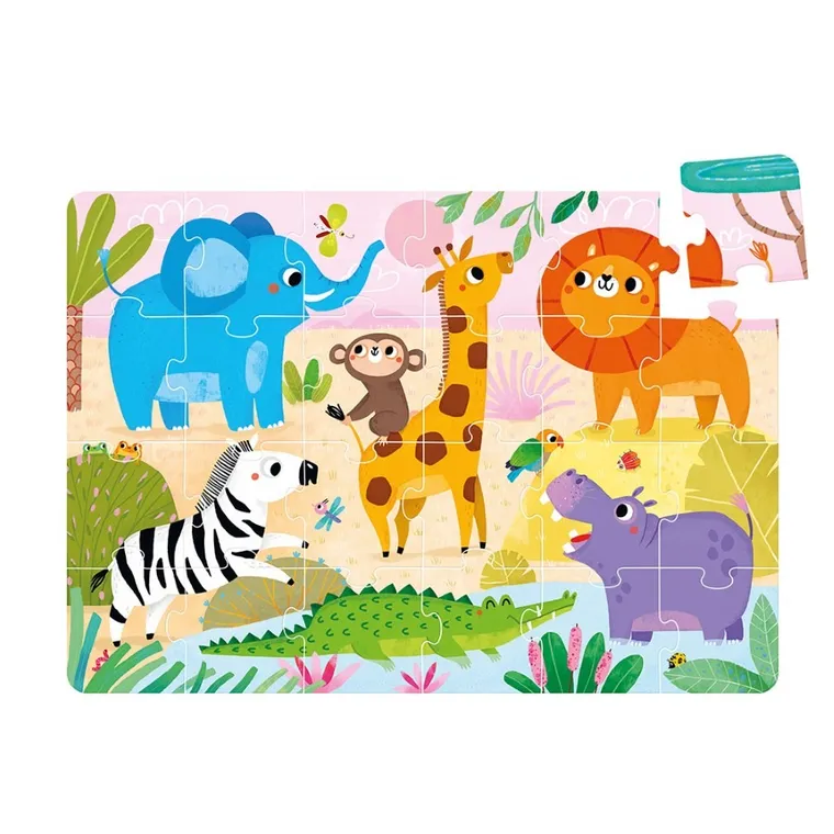 Banana Panda, Wild Jumbo Puzzle Safari, set de puzzle pentru varste de la 2 ani, 24 de piese