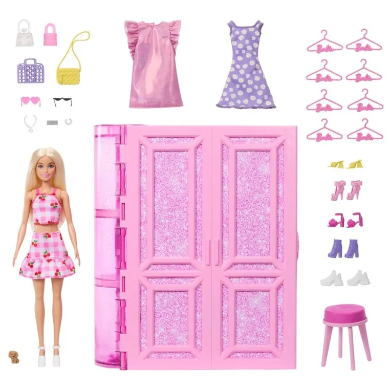 Barbie, Dream Closet 3.0, Casa de Barbie, set de joaca cu papusa si accesorii
