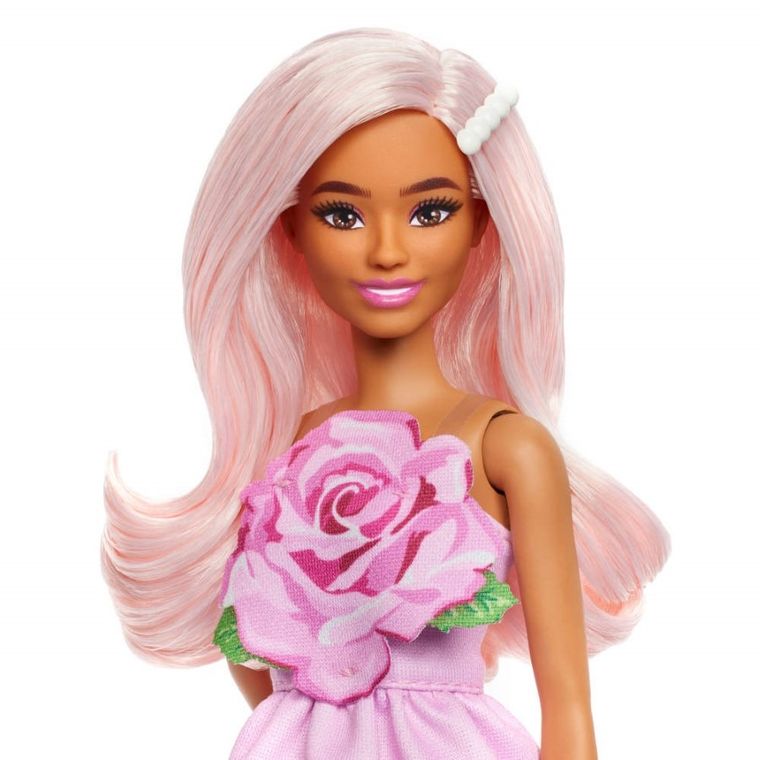 Barbie, Fashionistas, papusa in rochie roz cu forma de trandafir