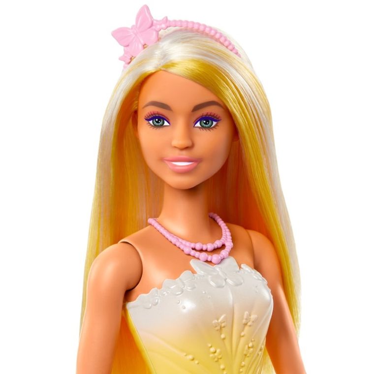 Barbie, papusa Printesa, costum galben-roz