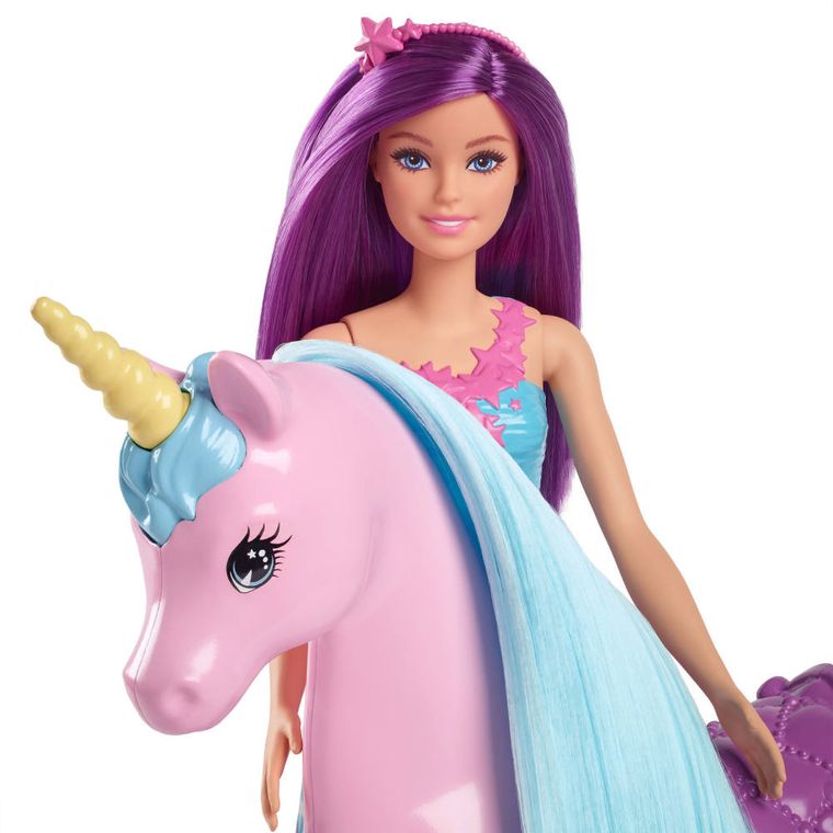 Barbie, Papusa si unicorn, set de joaca