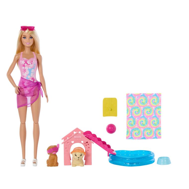 Barbie, Puppy Pool Party, set de joaca cu papusa