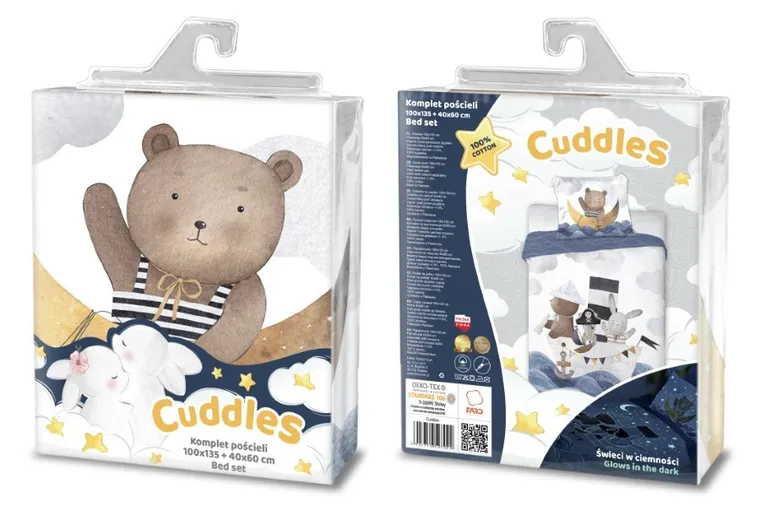 Barca, set lenjerie de pat single, din bumbac, 100-135 cm