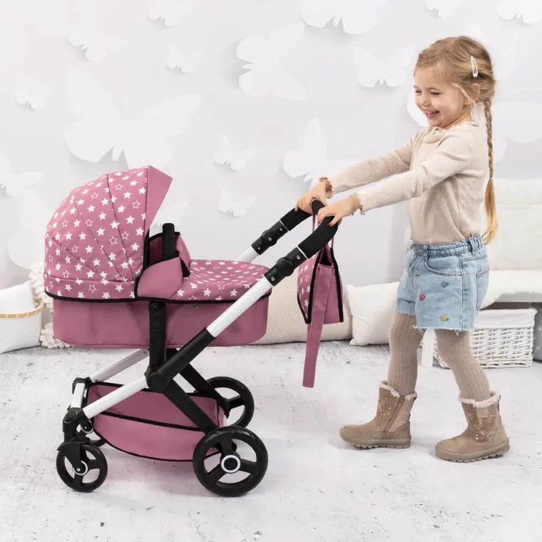 Bayer Design, Xeo, carucior multifunctional pentru papusi, roz