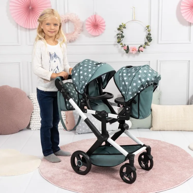 Bayer Design, Xeo Twin, carucior dublu pentru papusi, verde