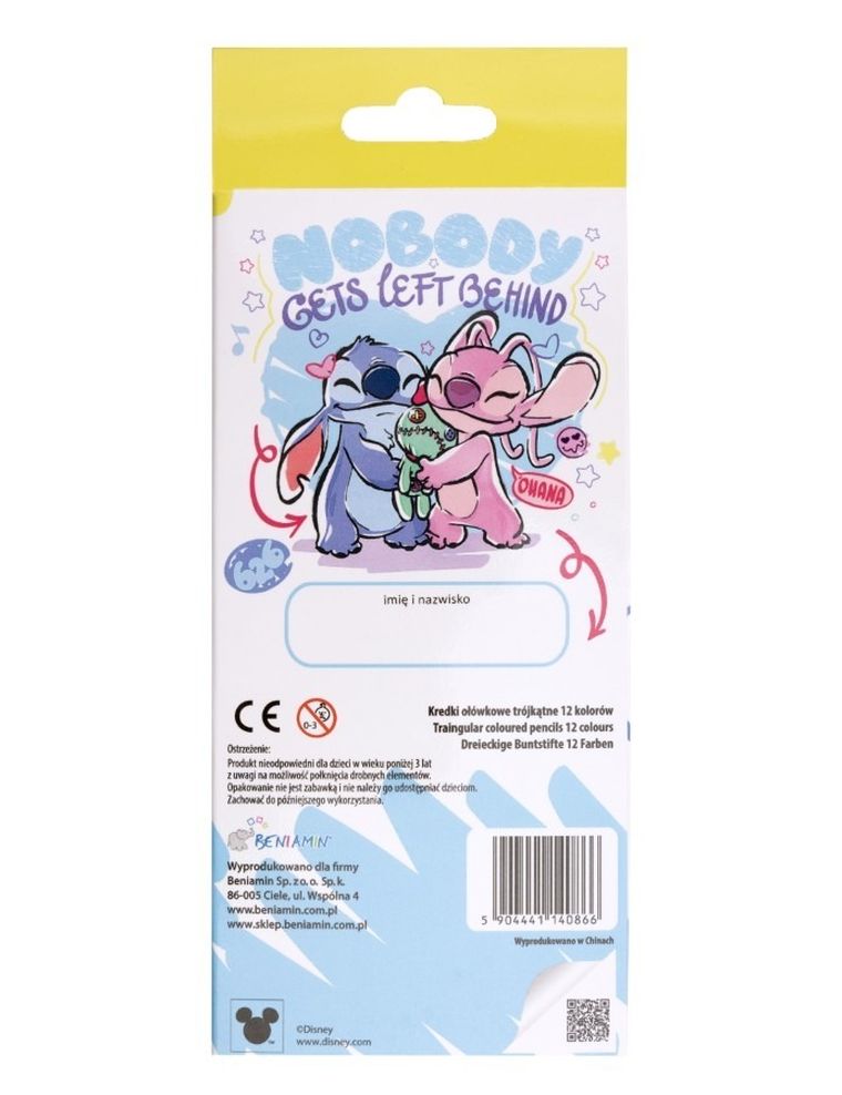 Beniamin, Lilo si Stitch, creioane colorate, triunghiular, 12 culori