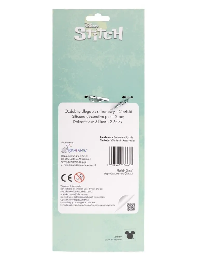 Beniamin, Lilo si Stitch, pix silicon, albastru, 2 buc.