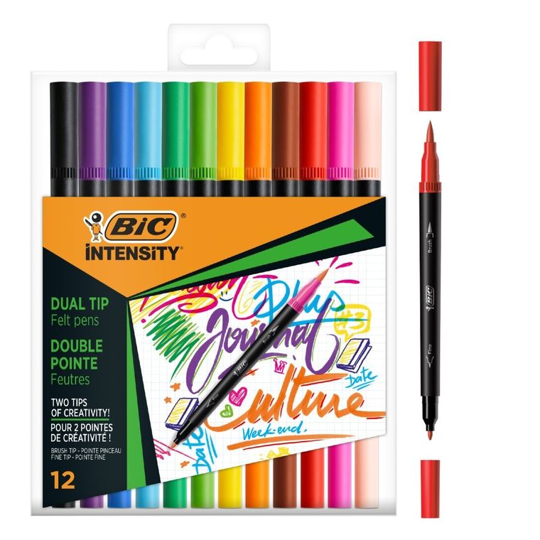 Bic, Intensity Dual Tip, marker dublu cu etui, 12 buc.
