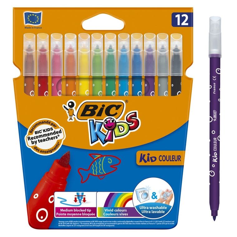 Bic, Kids, Kid Couleur, carioci, 12 culori