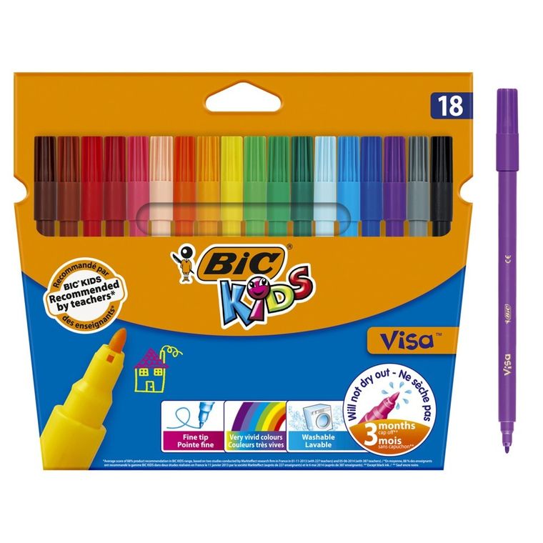 Bic, Kids, Visa, carioci, 18 culori