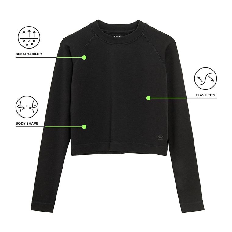 Bluza de antrenament crop top cu croiala mulata NOWEAR