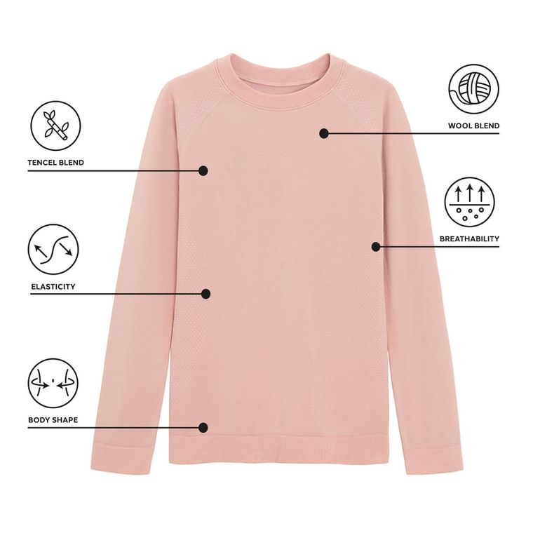 Bluza termoactiva roz cu adaos de lana NOWEAR