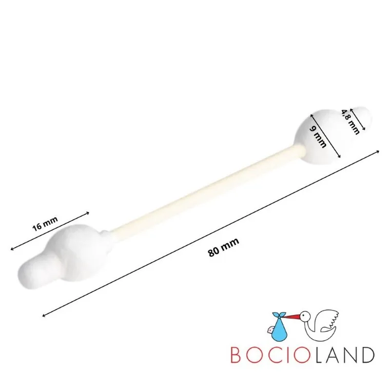 Bocioland, betisoare de urechi din bumbac cu opritor, 60 buc.