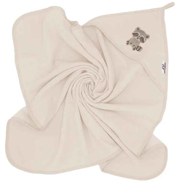 Bocioland, Raton, prosop de baie din bumbac cu gluga, 80-80 cm