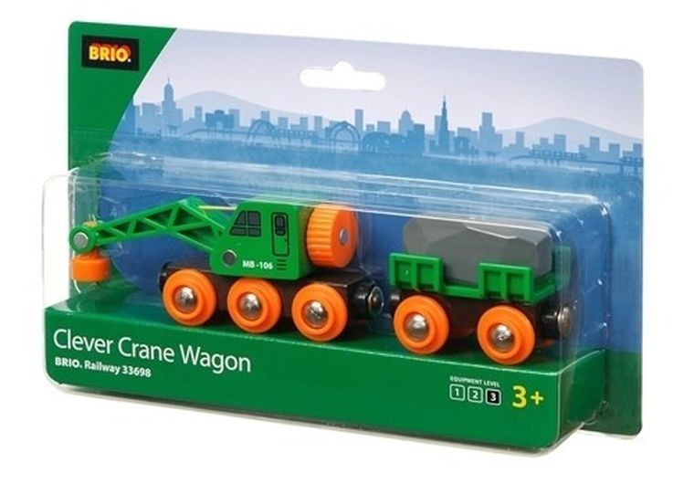 Brio World, Vagon cu macara, jucarie din lemn