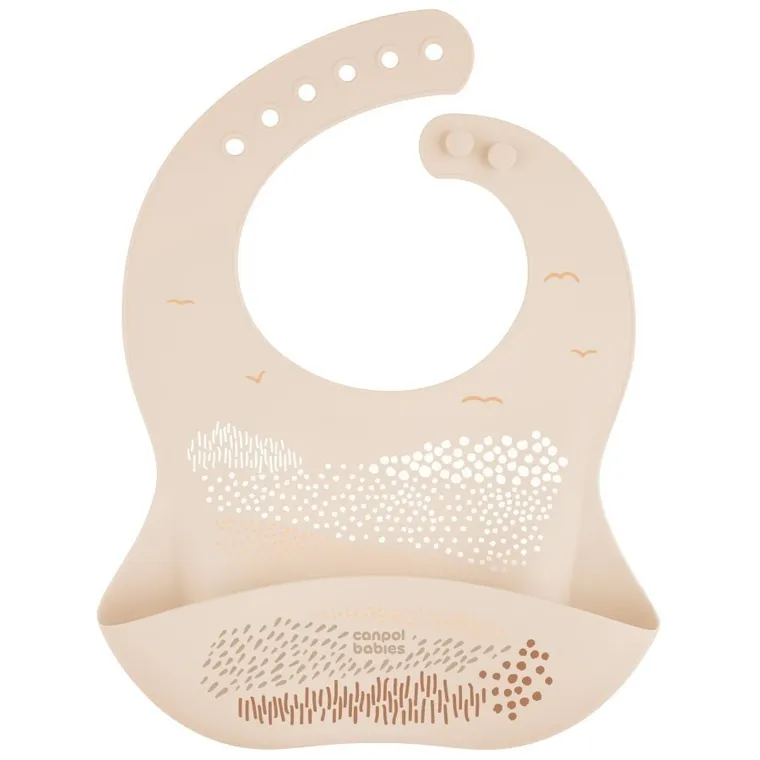 Canpol babies, baveta din silicon cu buzunar, crem