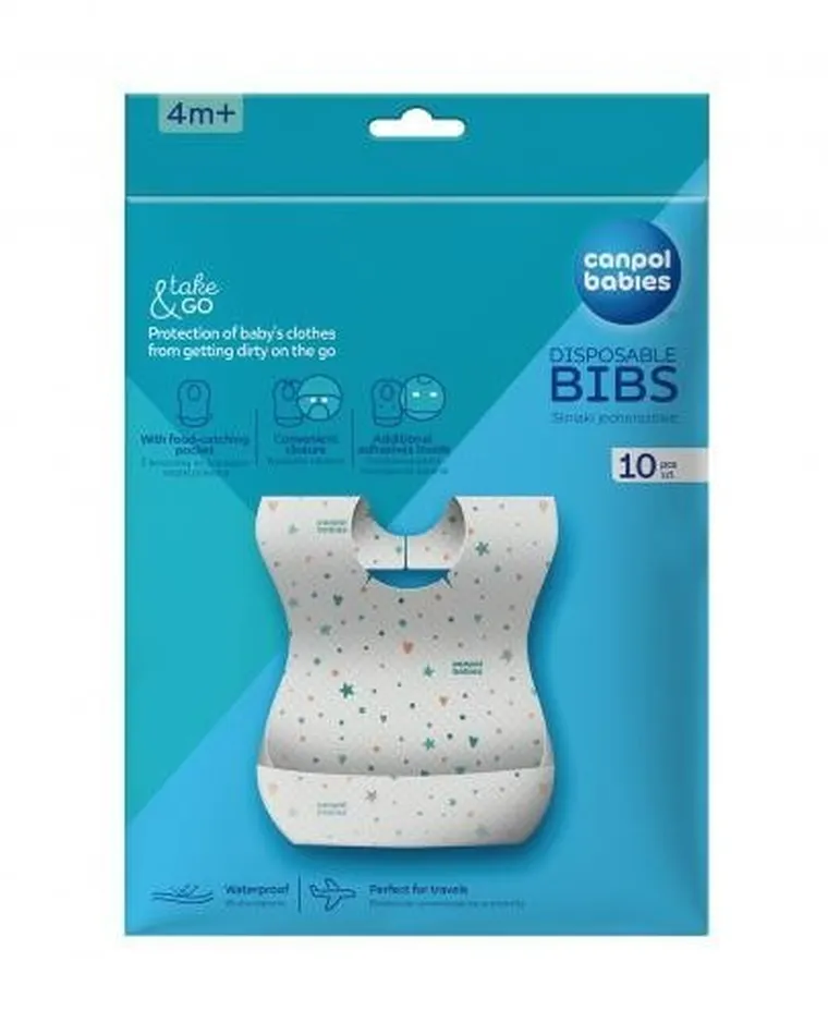 Canpol babies, bavete de unica folosinta cu buzunar, impermeabile, 10 buc.